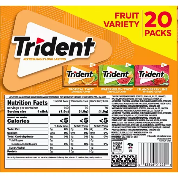 Trident Fruit Variety Pack, Sugar Free Gum, 14 pcs., 20 pk - Image 2