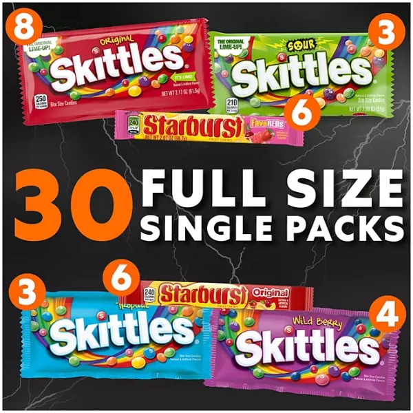 Starburst & Skittles Chewy Candy, Variety Box, Full Size, 30 pk. - Image 3