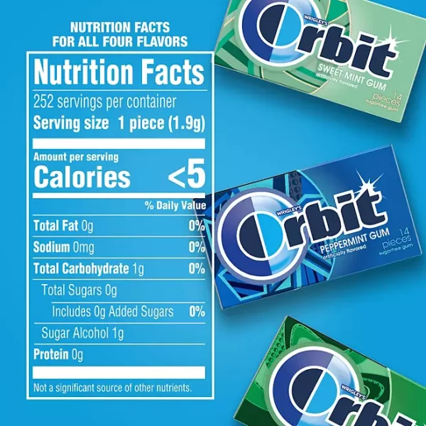 Orbit Mint Sugar Free Chewing Gum, Variety Pack, 14 pcs., 18 pk. - Image 2