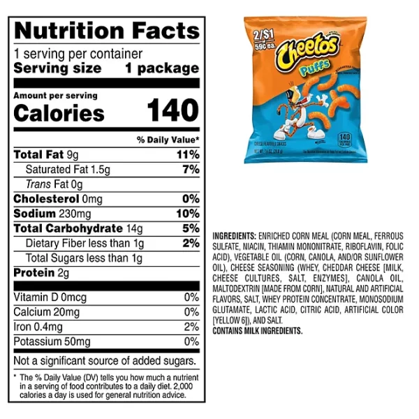 Cheetos Puffs Cheese Snacks, 0.875 oz., 50 pk. - Image 2