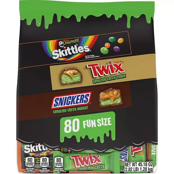 Mars Ghoulish Green, Halloween Variety Pack Candy, Fun Size, 80 pcs.