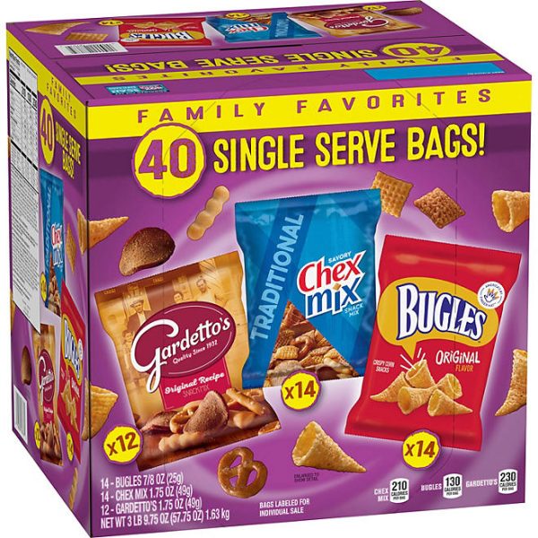 Bugles, Chex Mix & Gardetto Variety Pack Snacks, 40 pk.