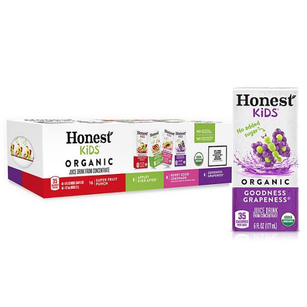 Honest Kids Organic Fruit Juice Drink Boxes Variety Pack 6 fl. oz., 40 pk.