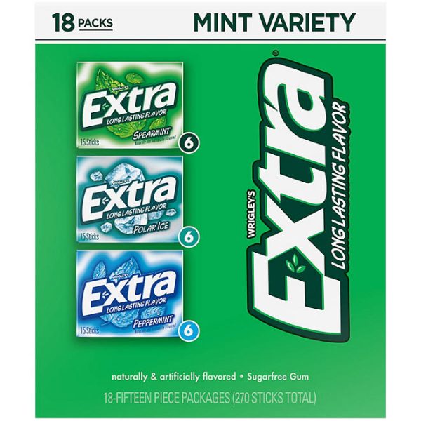 EXTRA Mint Sugar Free Chewing Gum, Variety Pack, 15 pc., 18 pk. - Image 7