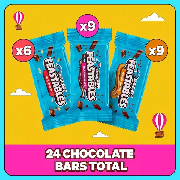 Feastables MrBeast Variety Pack Milk Chocolate Bars, 1.24 oz., 24 pk. - Image 2