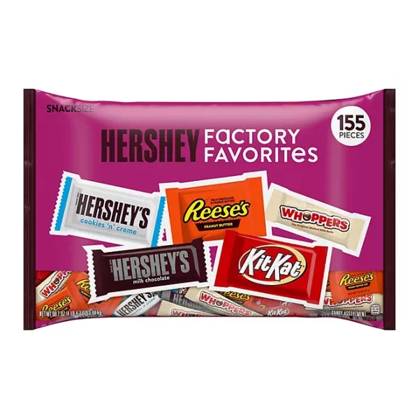 HERSHEY'S Factory Favorites Variety Pack Candy, Snack Size, 155 pcs.