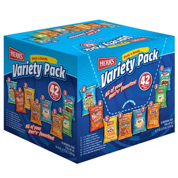 Herr's Variety Pack Snacks, 42 pk.