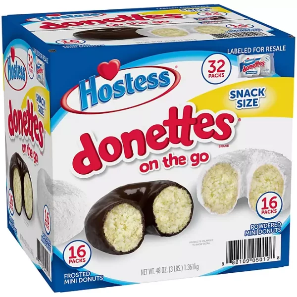 Hostess Donettes Variety Pack Donuts, Snack Size, 1.5 oz., 32 pk.