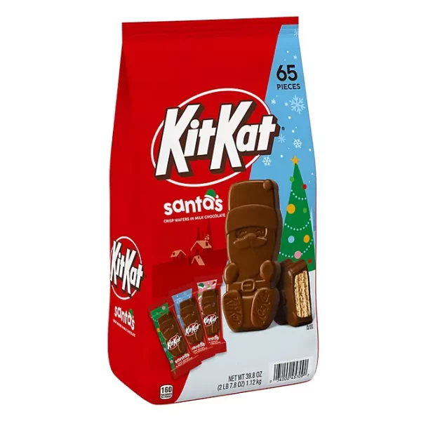 KIT KAT Christmas Milk Chocolate Wafer Santas Candy, 65 pcs.